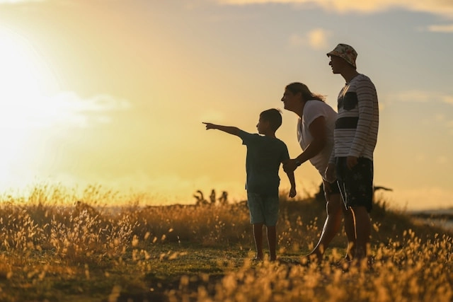A family travelling together in India